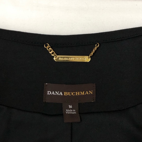 Dana Buchman Women’s Open Waterfall Front Tweed Black Gray Jacket Blazer Size 16 - Picture 8 of 15